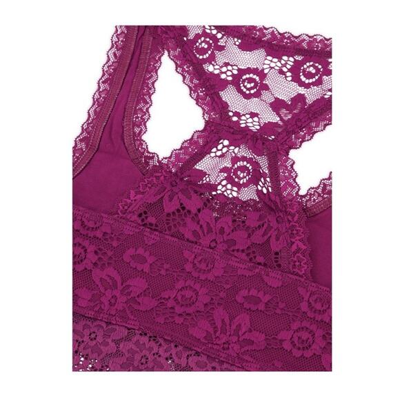 Justice Burgundy Full Coverage Racerback Lace Girls Bralette Size 32 - Picture 2 of 4